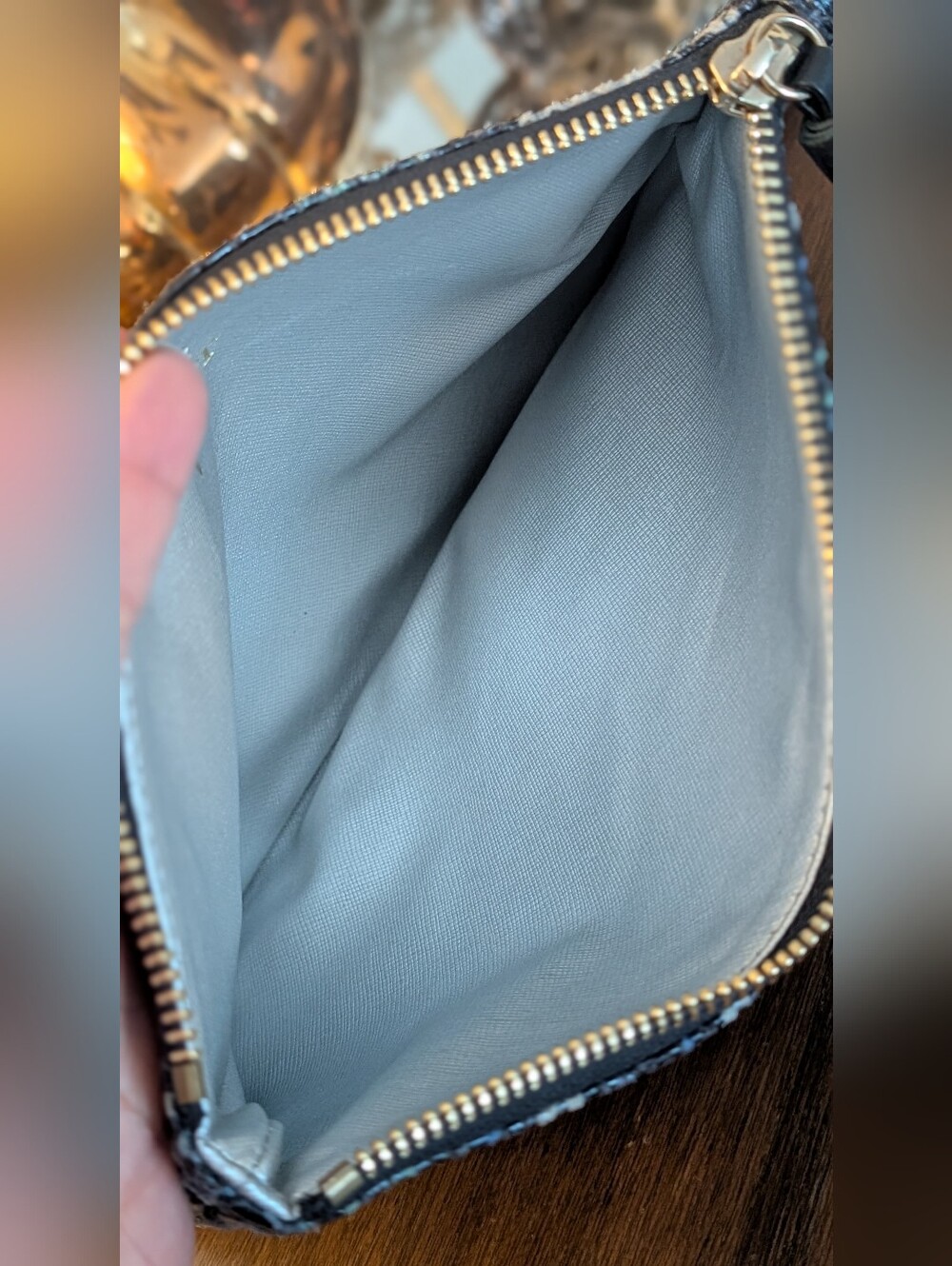 Post Snake SkinZip Clutch in Teal and Black - Picture 7 of 7